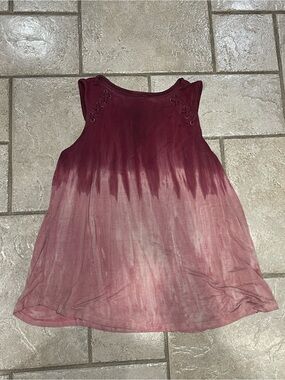 American Eagle Outfitters Burgundy to Light Rose Ombre Lace-Up Tank